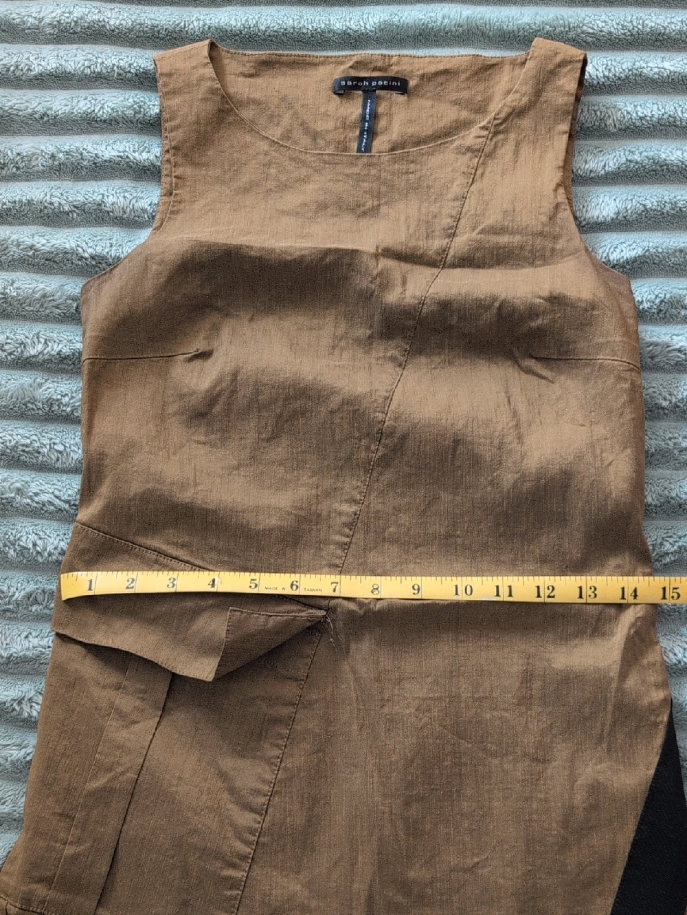 EUC Sarah Pacini Mustard Shift Dress with Black Accent - Picture 6 of 7